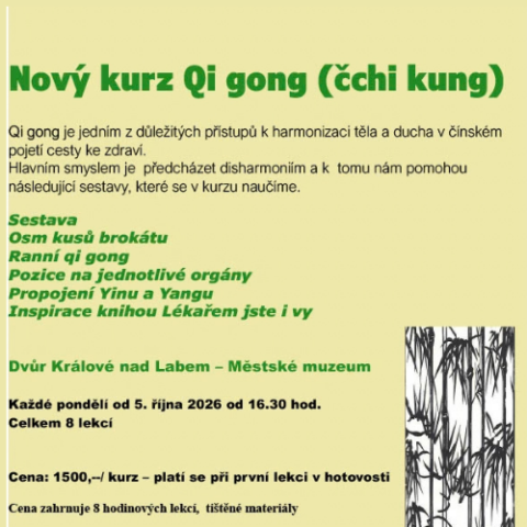 Pozvánka na kurzy Qi gong (čchi kung)